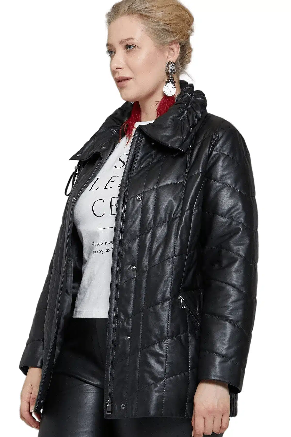 Women's 100 % Real Black Leather Stylish Jacket