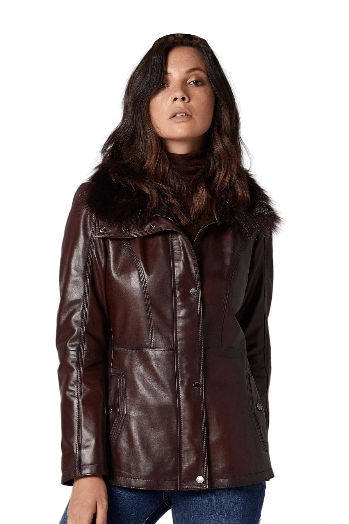 Shearling Collar Leather Jacket - Women - Ready-to-Wear