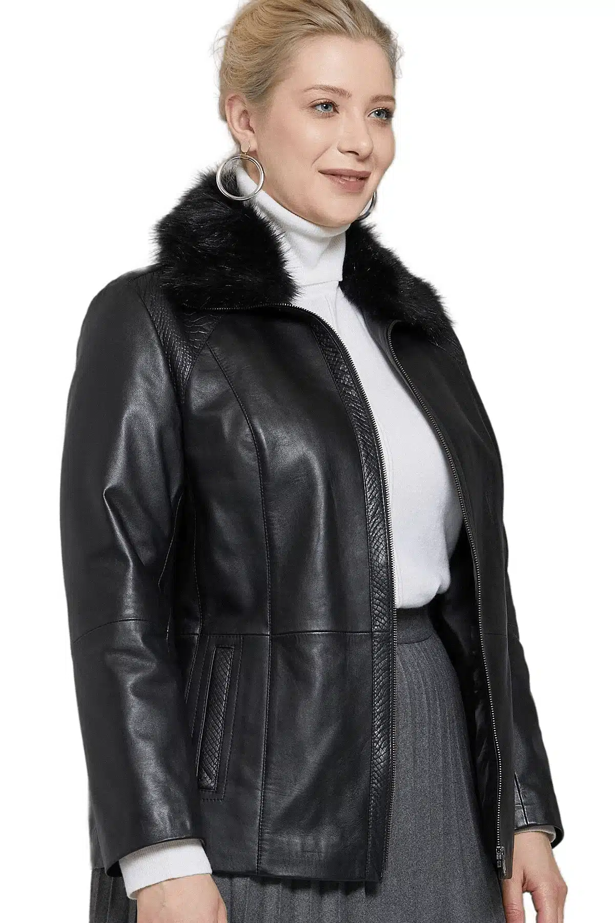 Jacket Black Lambskin and Beige Shearling