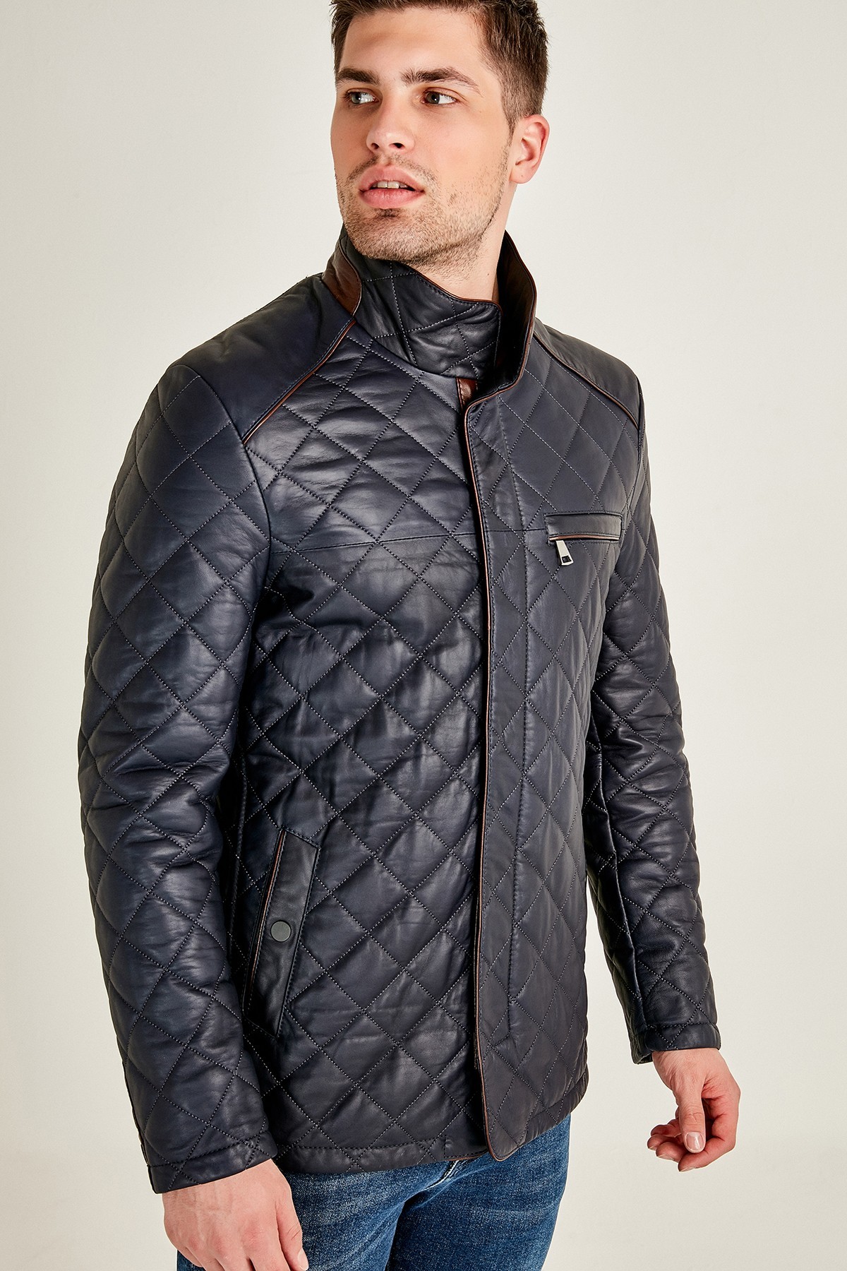 Navy Blue Men's Jacket | Best Quilted Style Leather Outfits