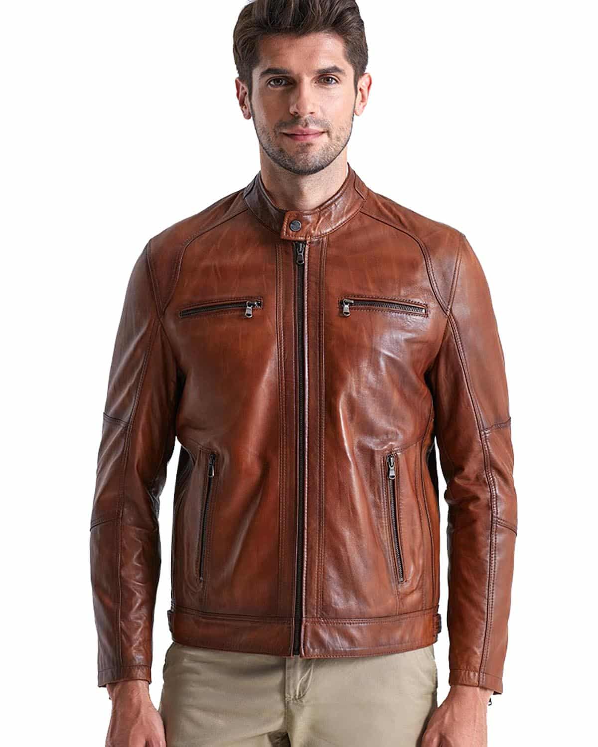 Adam Gallagher Women's 100 % Real Brown Leather Classic Vintage Jacket