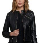 Chrissy Teigen Women's 100% Real Black Leather Biker Jacket