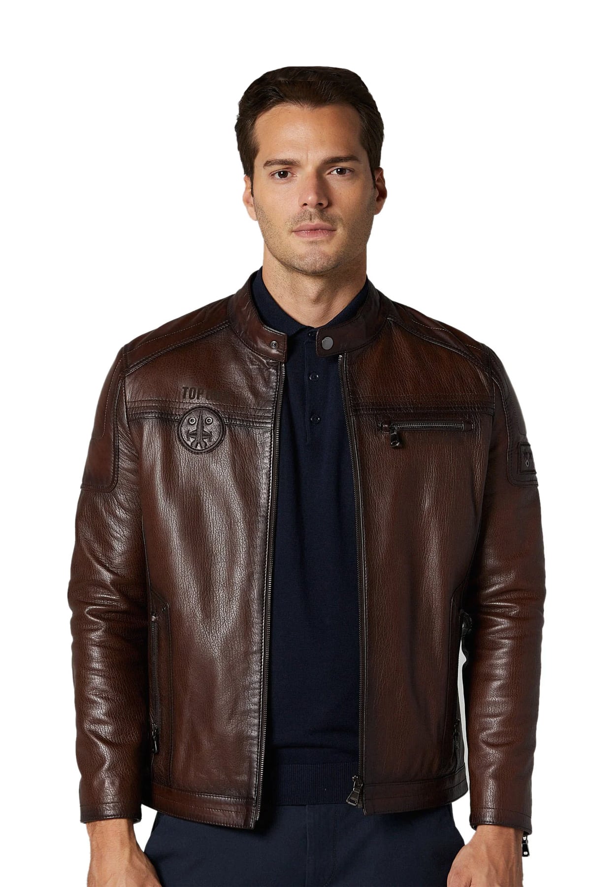 Landon Falgoust Men's 100% Real Brown Leather Sport Style Jacket