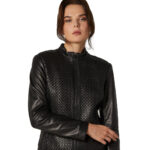 Miranda Kerr Women's 100% Real Black Leather Biker Style Jacket