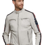 Neels Visser Men's 100% Real White Leather Jacket