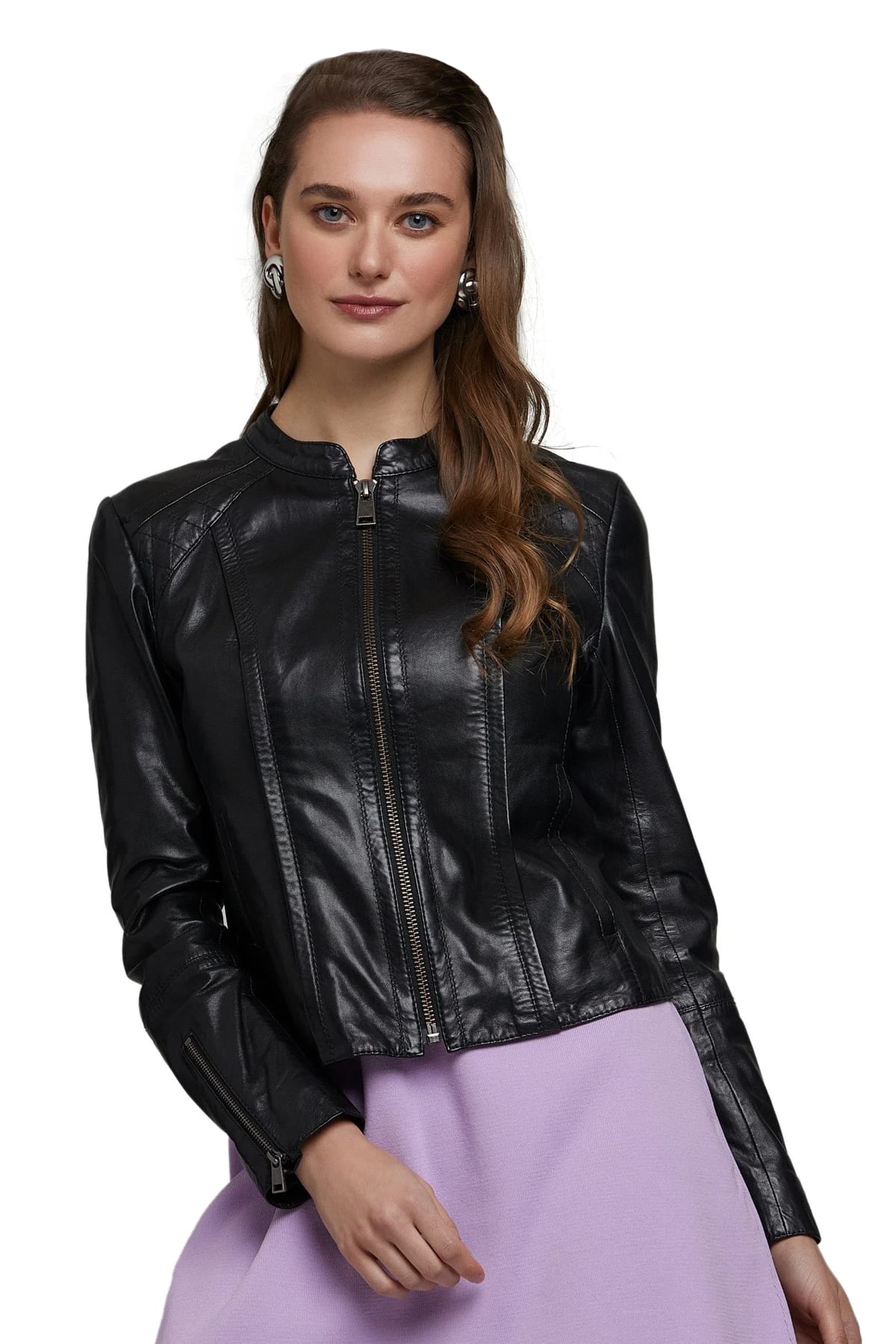 Karlie Kloss Women's 100 % Real Black Leather Biker Jacket