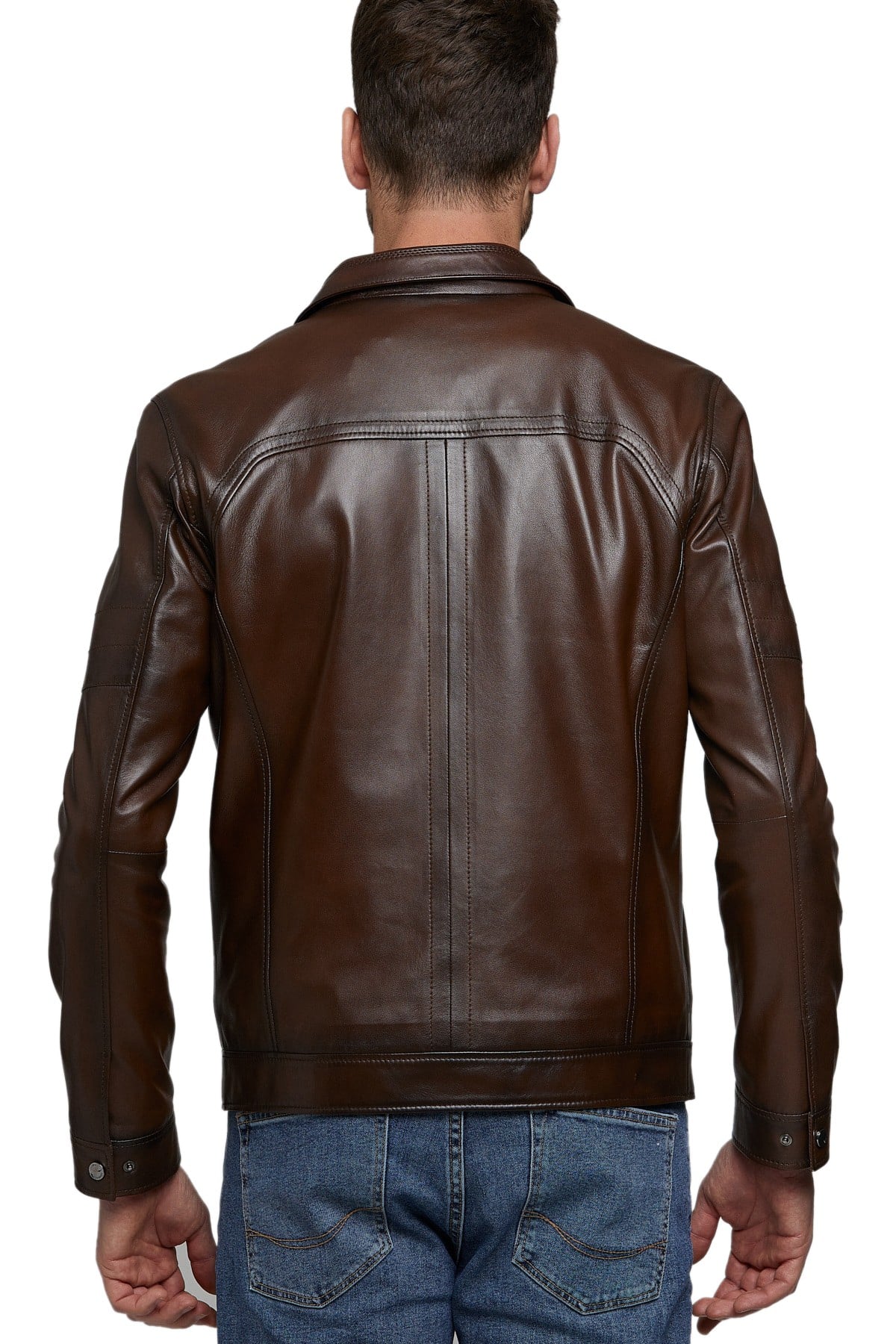 Lucky Blue Smith Men's 100 % Real Brown Leather Jacket