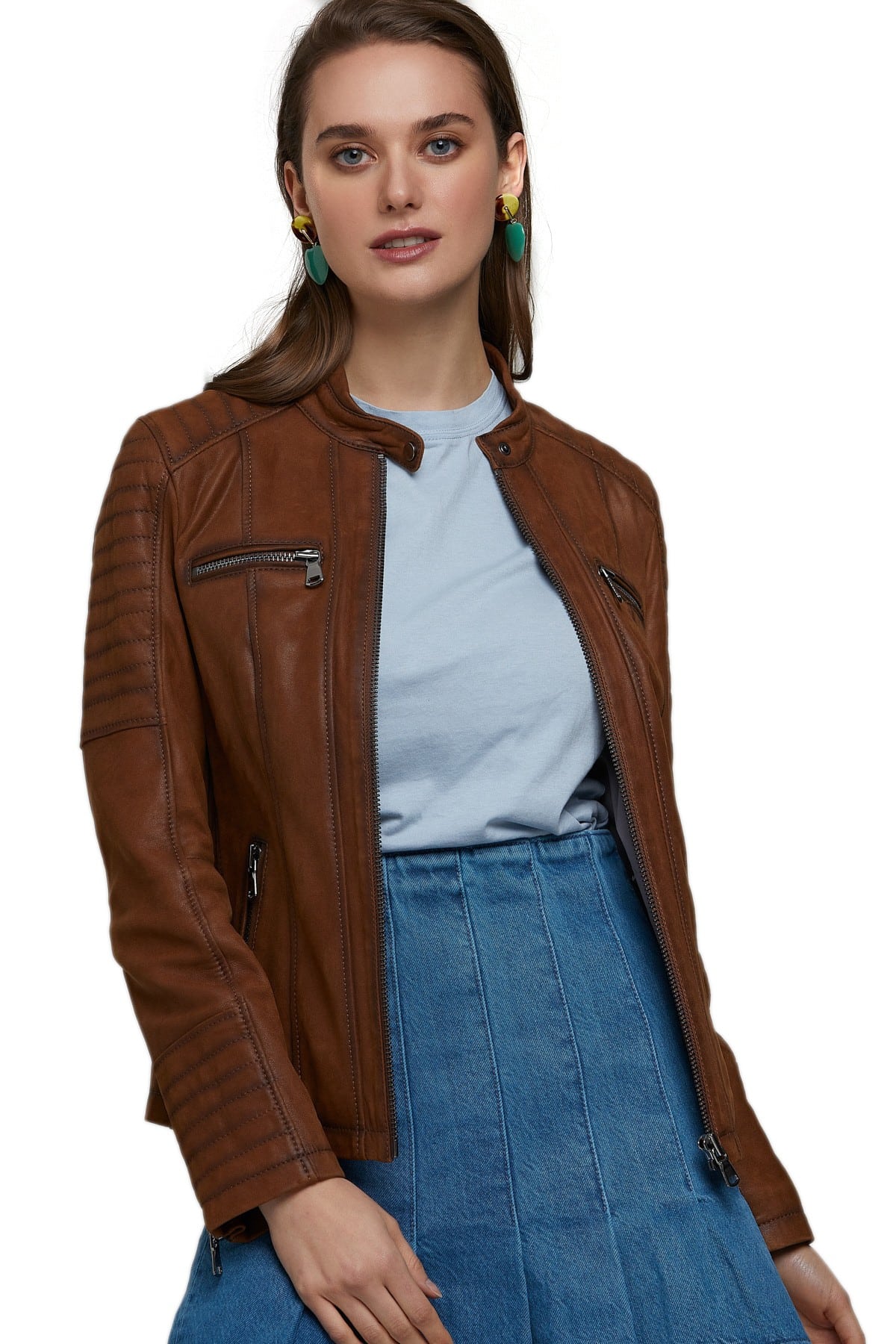 Brown Leather Motorcycle Jacket Available for Sale in Los Angeles