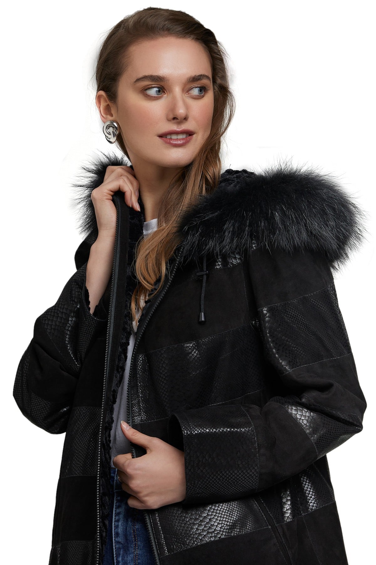 Womens Most Stylish Leather Hooded Jacket in USA