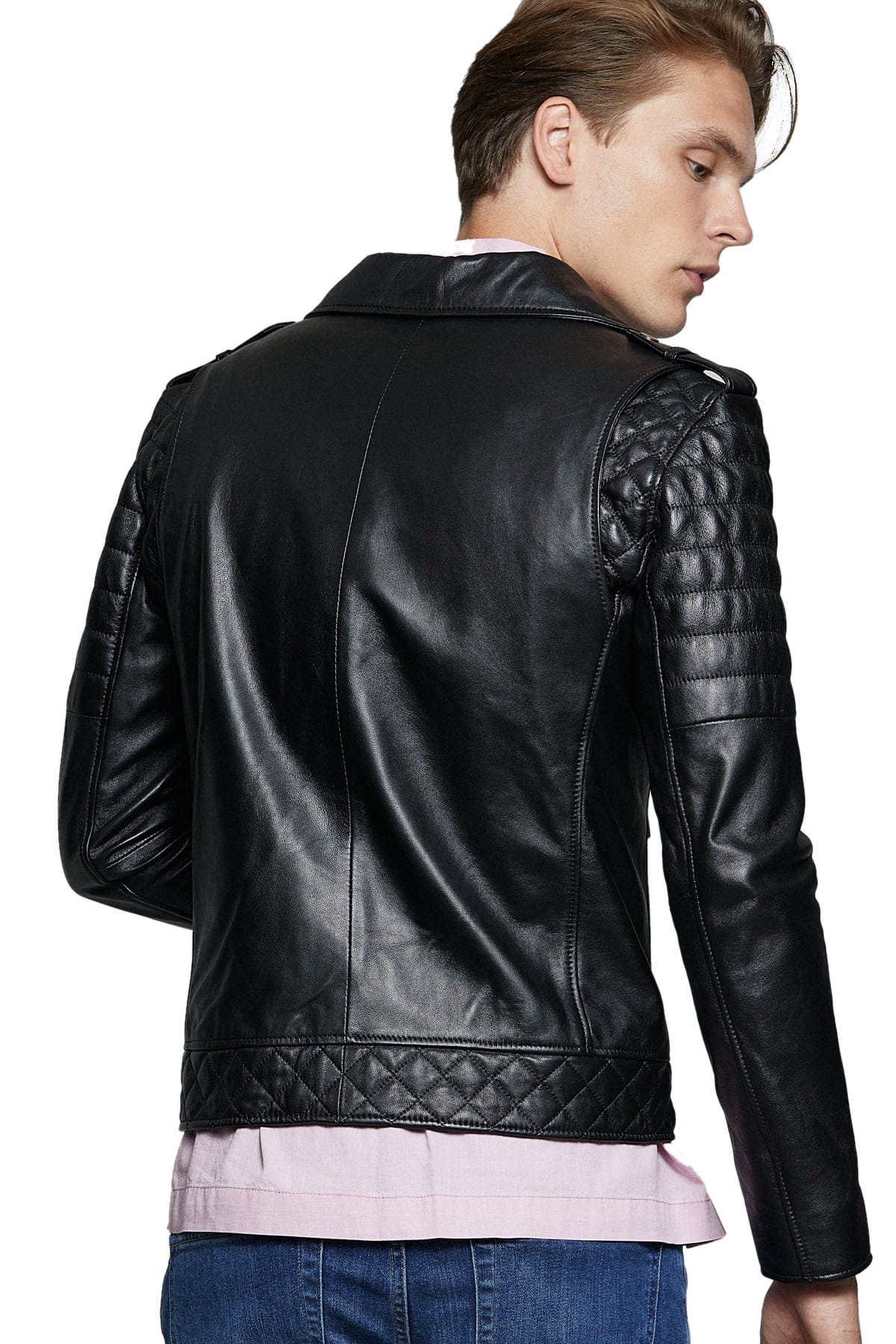 mens black brando leather motorcycle jacket 2