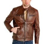 Alex Costa Men's 100% Real Brown Leather Jacket