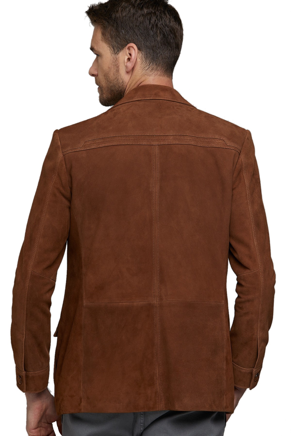 mens brown suede leather blazer coat 2