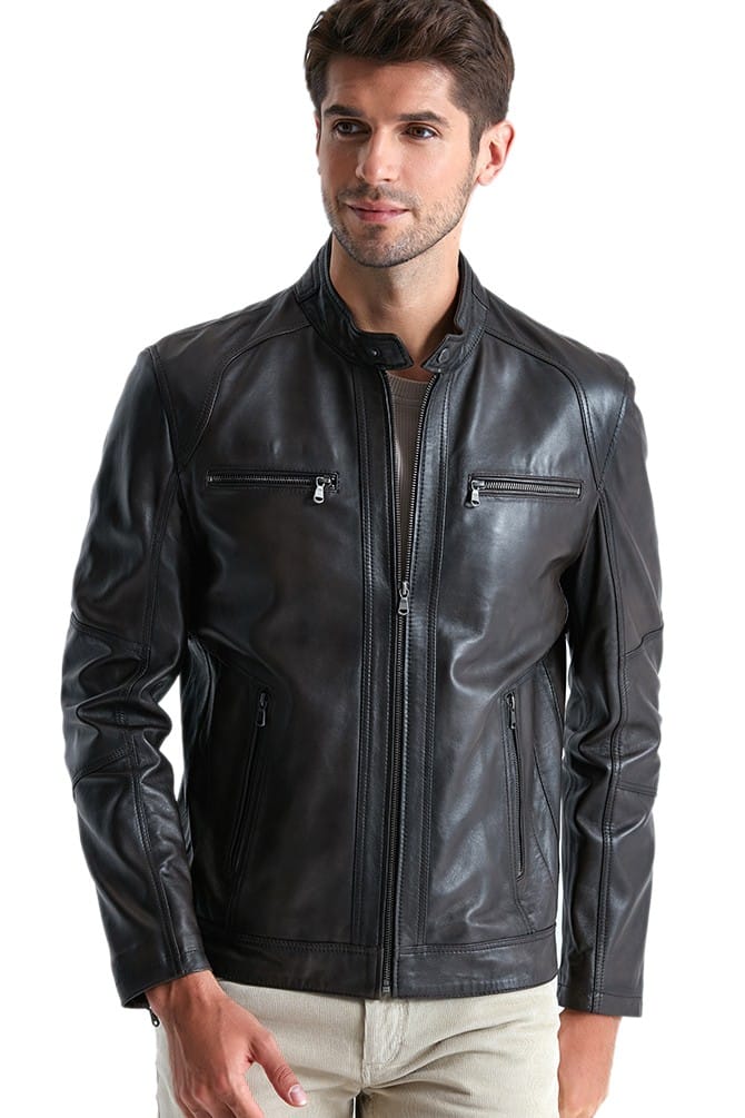 Mens Dark Brown Leather Jacket - Stylish Motorcycle Jacket