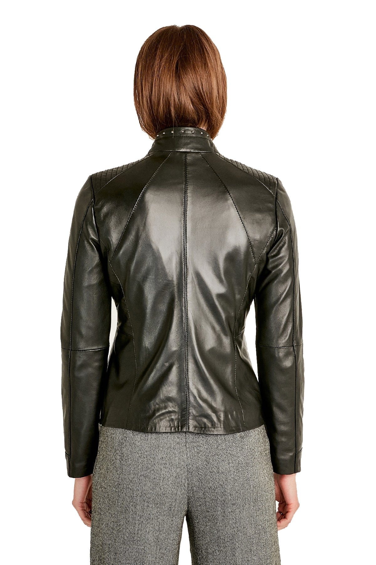 shiny black leather jacket for ladies 2