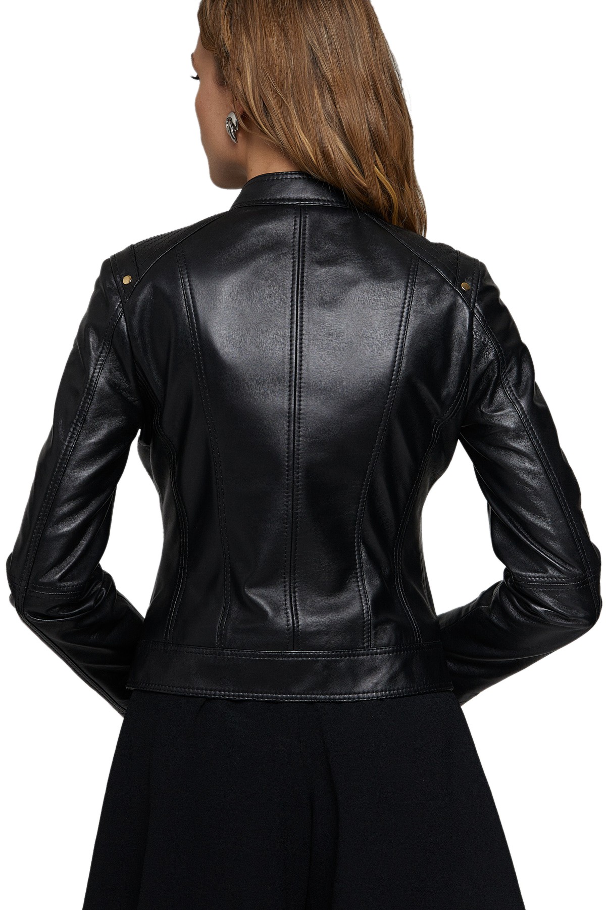 New Fashion Style Womens Leather Jackets Motorcycle Bomber Biker Black Real Leather Jacket Women 
