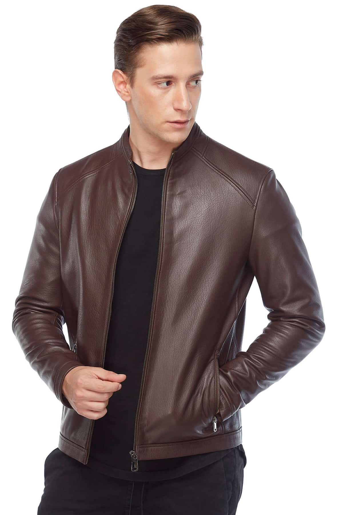 Jason Shah Brown Jumbo Leather Jacket2