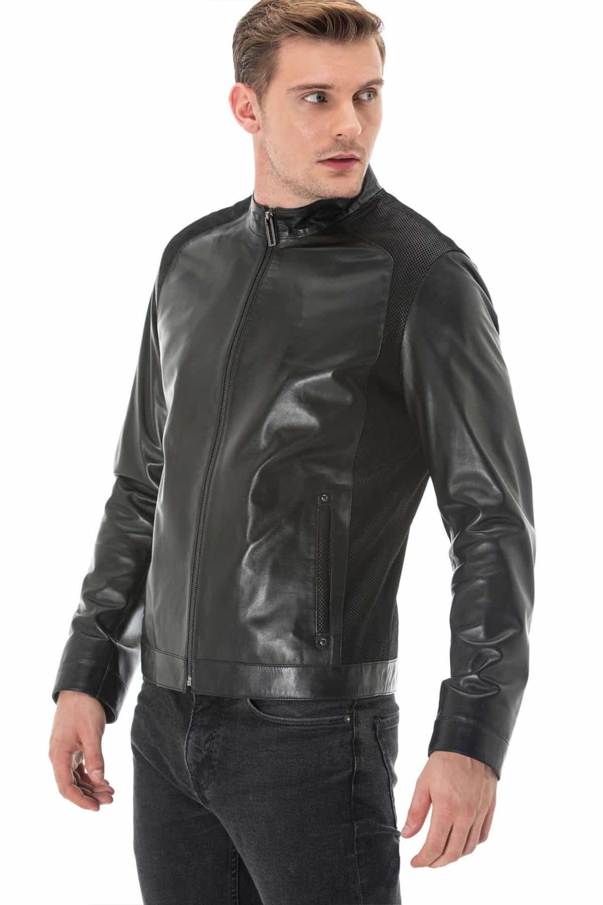 Fred Genuine Sheepskin Black Slim Fit Leather Jacket