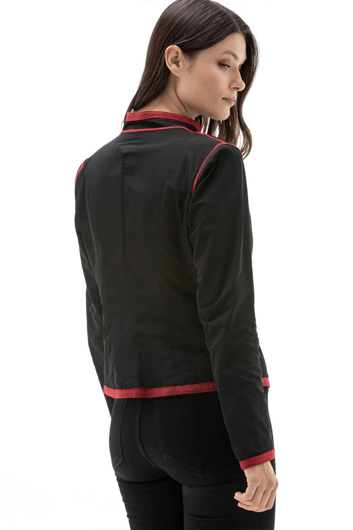 Womens Reversible Black & Red Leather Fashion Jacket Back