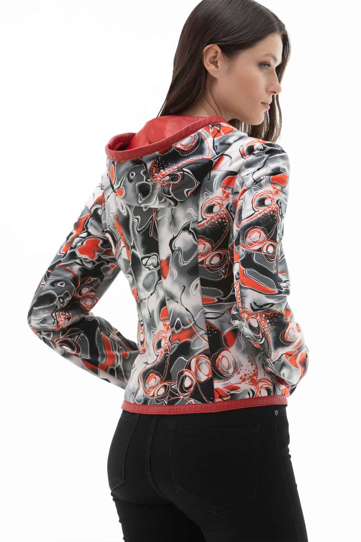 Women's 100% Real Red Leather Reversible Hooded Jacket