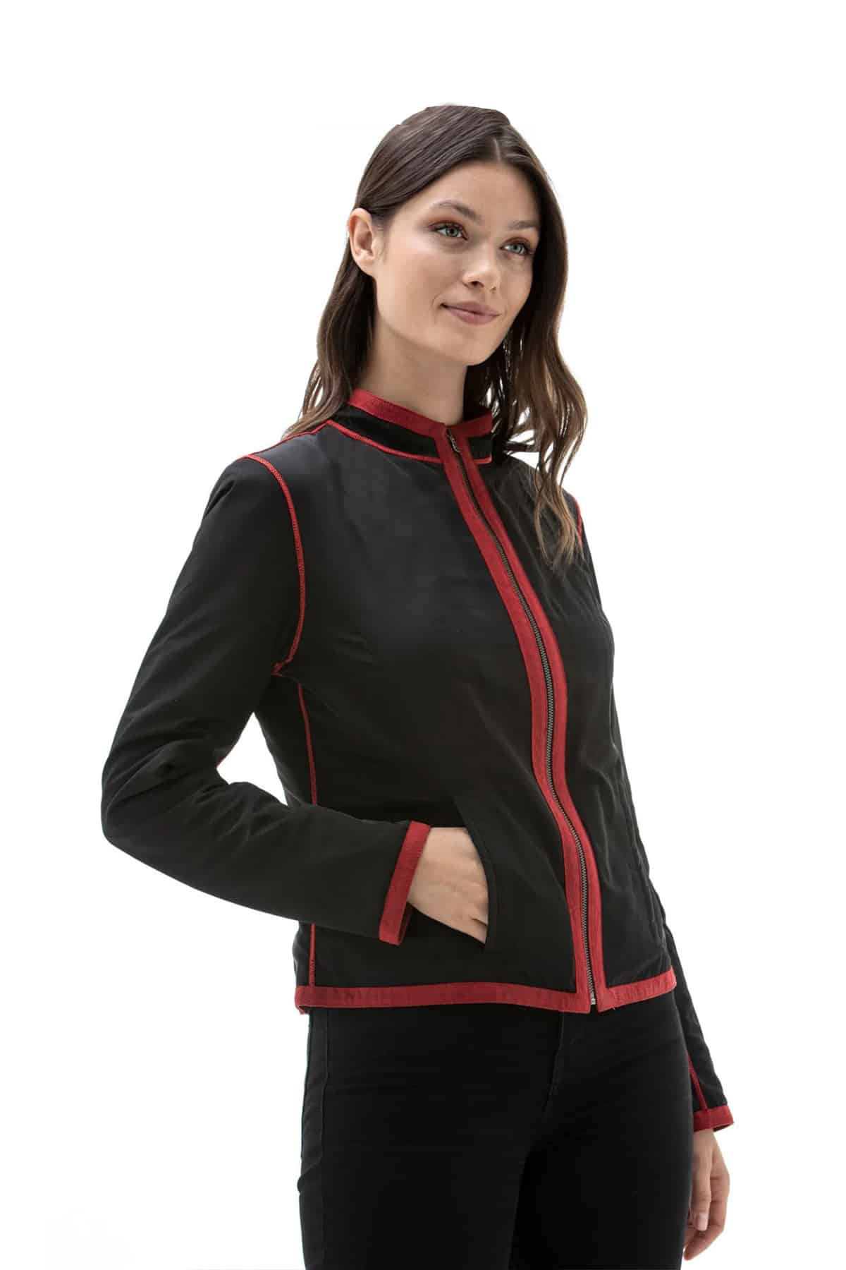 Women's 100% Real Red & Black Leather Reversible Fashion Jacket