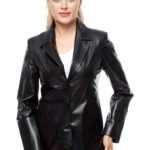 Pamela Stewart Women's 100% Real Black Leather Blazer