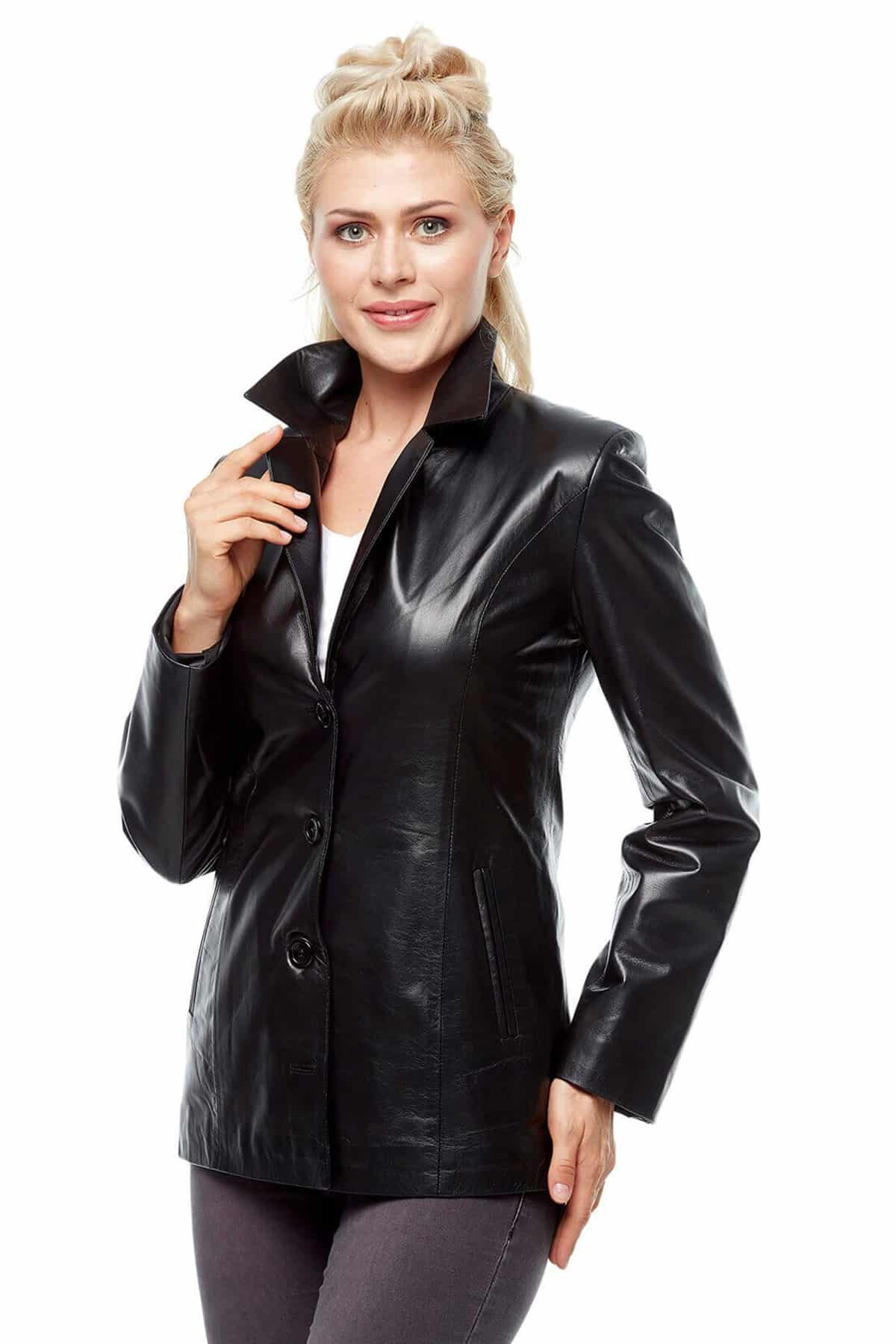 Blazer Black Leather Jacket For Women’s3