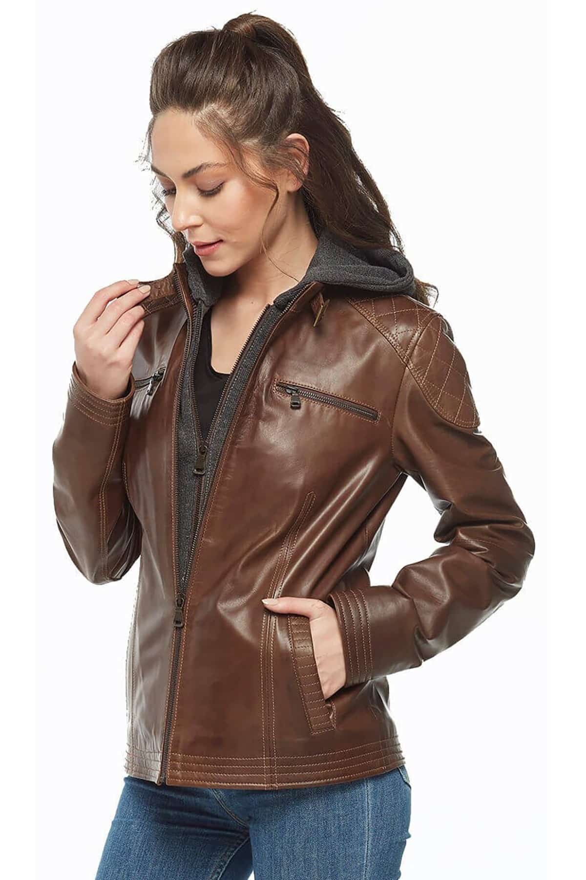 ROARERS WOMEN BROWN ZIPPER HOODIE Jackets