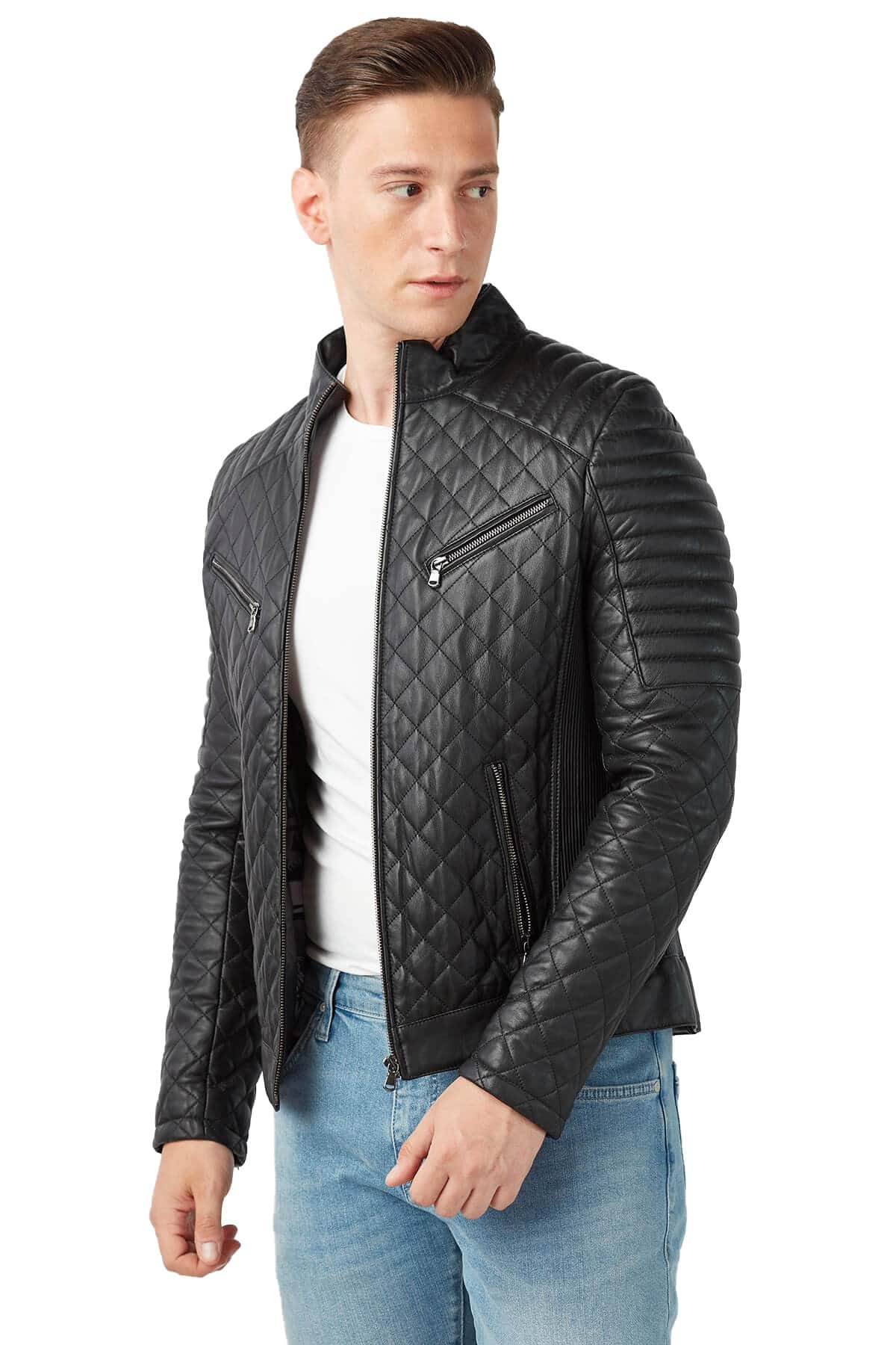 Alex Men's 100 % Real Black Leather Jacket