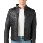 Alex Men's 100% Real Black Leather Jacket
