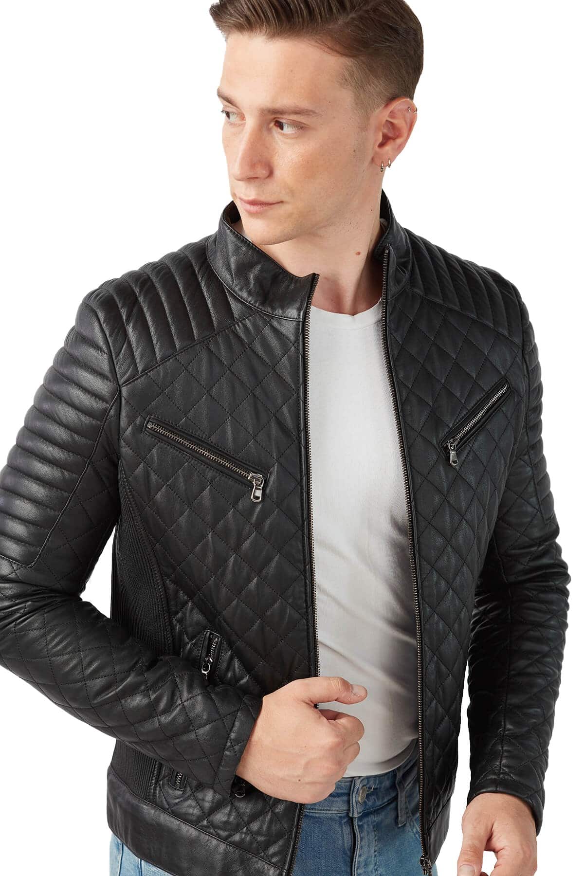 Alex Men's 100 % Real Black Leather Jacket