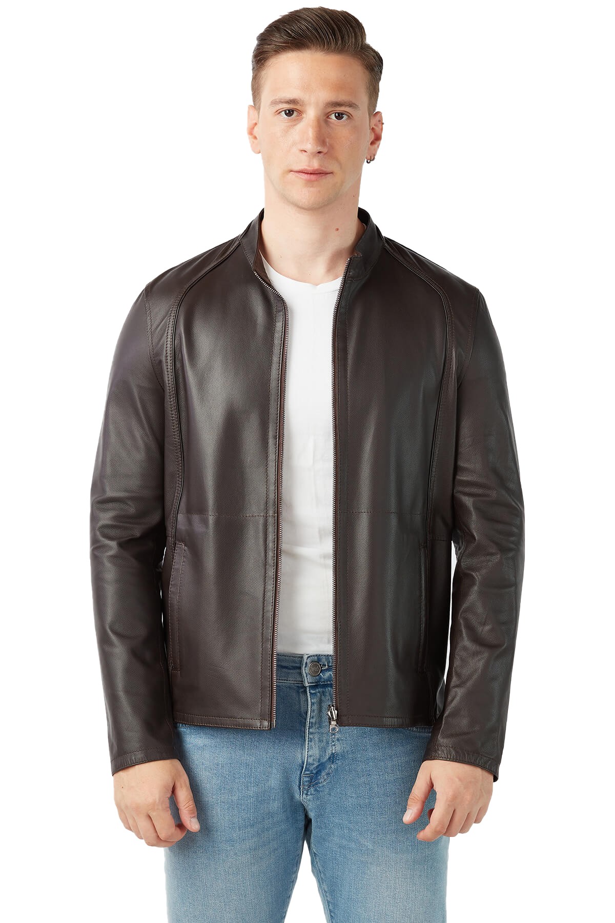 Armando Men's 100 % Real Brown Leather Double Sided Unlined Jacket