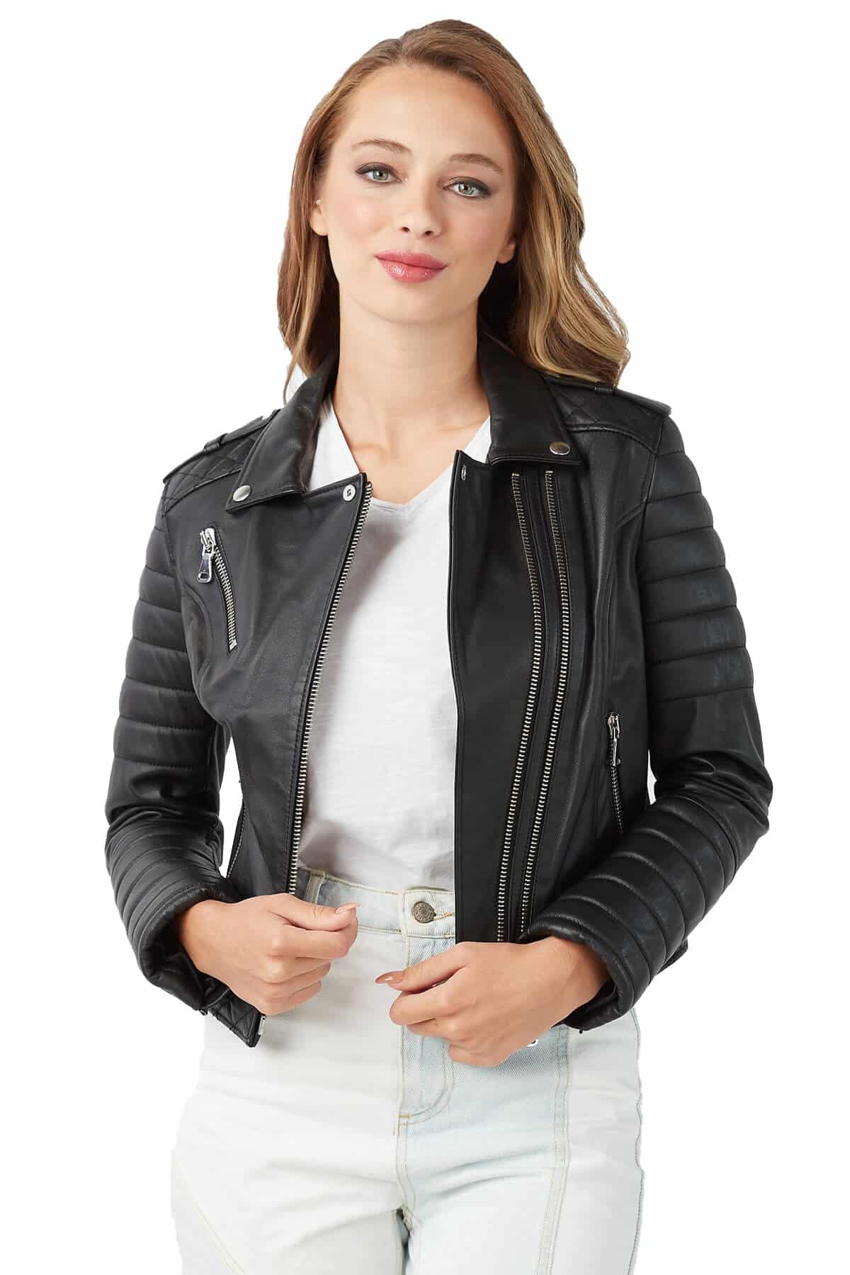 Emily Women's 100 % Real Black Leather Sports Jacket