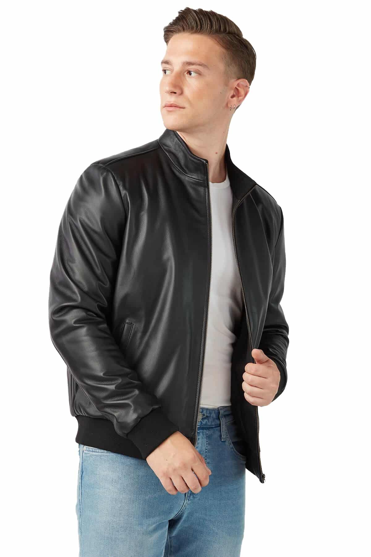 Maverick Men's 100 % Real Black Leather College Style Jacket