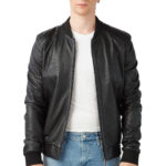 Men's 100% Real Black Leather Perforated College Style Jacket