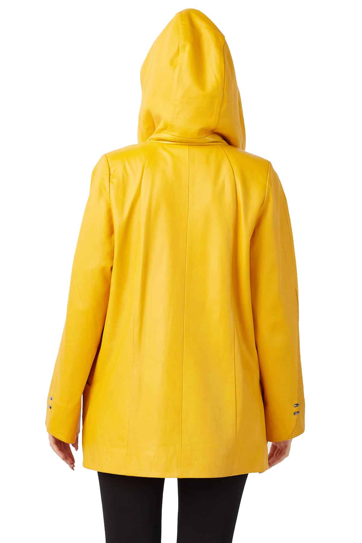 Gloria Women's 100 % Real Mustard Yellow Leather Coat