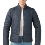 Men's 100% Real Blue Leather Laciveft Taffeta Jacket