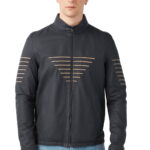 Luke Men's 100% Real Navy Blue Leather Double Sided Taffeta Jacket