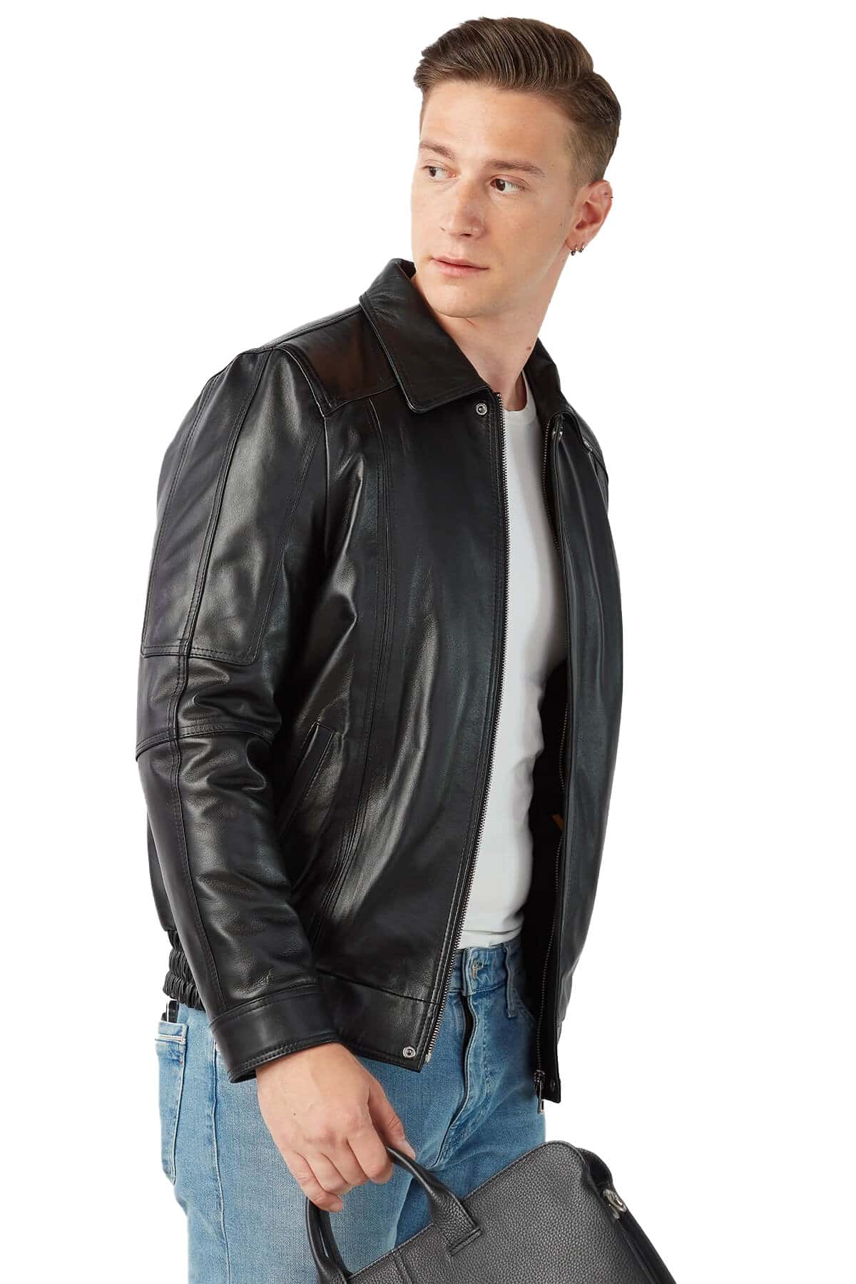 Pelle Men's 100 % Real Black Leather Jacket