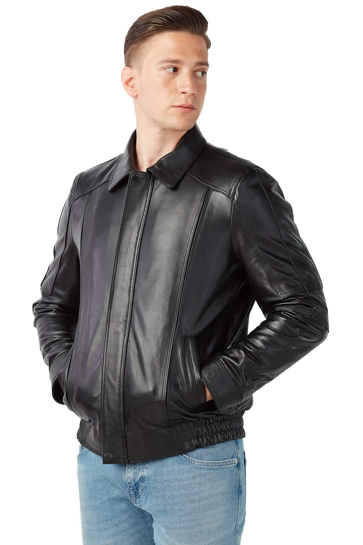 Pelle Men's 100 % Real Black Leather Jacket