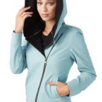 Women's 100% Real Pastel Blue Leather Portable Collar Jacket