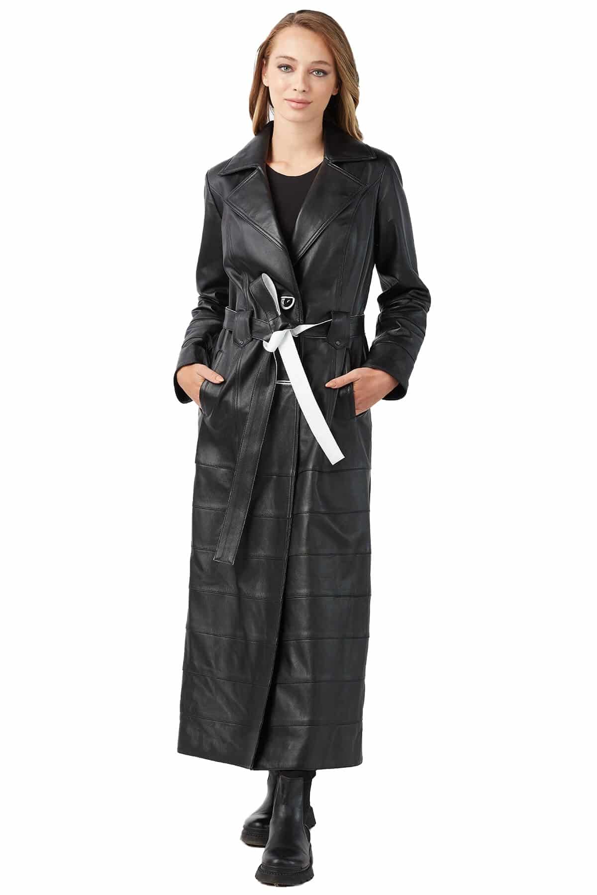 Rita Genuine Leather Women's Topcoat Black - Urban Fashion Studio