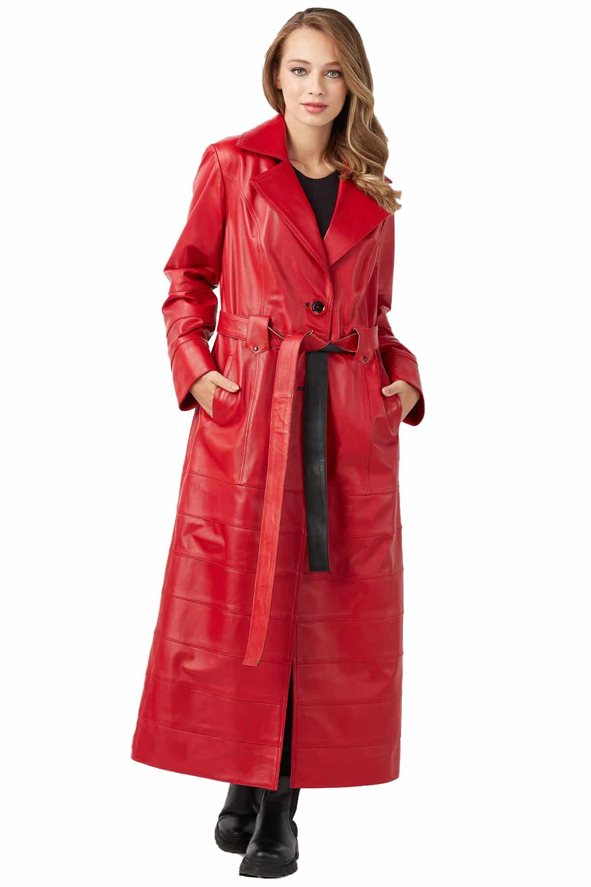 Rita Genuine Leather Women's Topcoat Red - Urban Fashion Studio