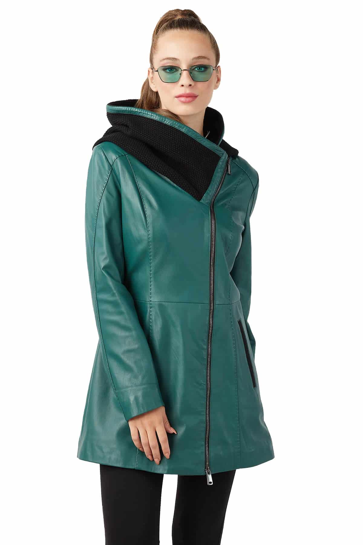 Women's 100 % Real Turquoise Leather Coat