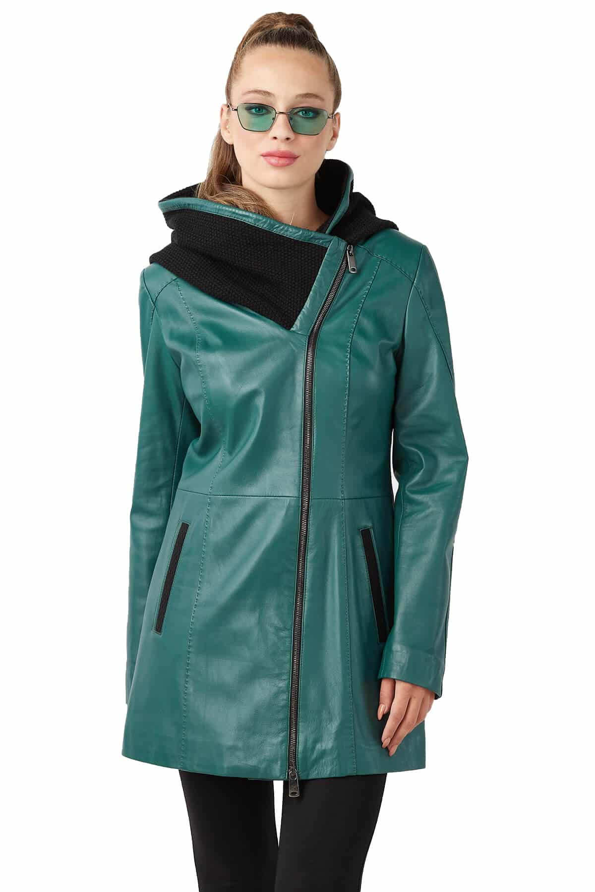 Women's 100 % Real Turquoise Leather Coat