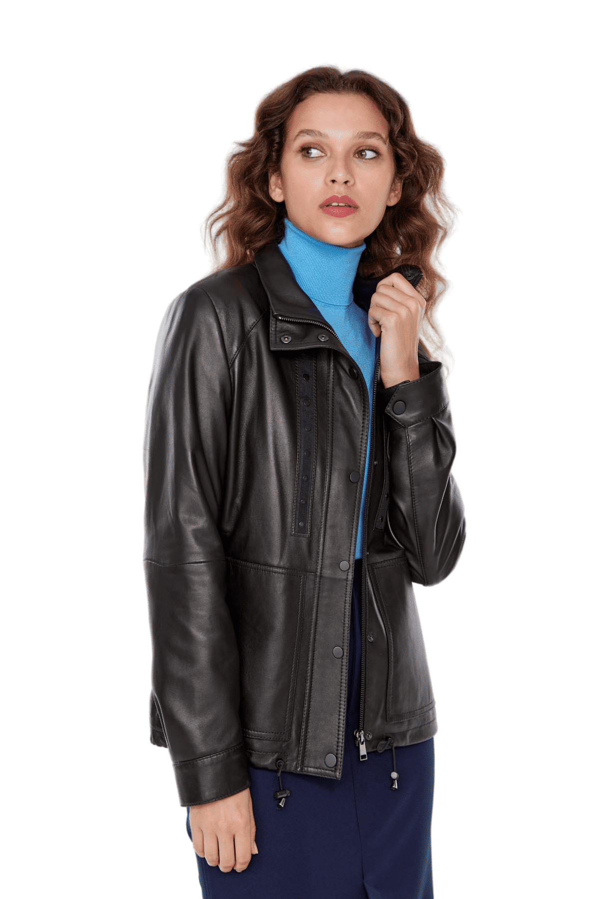 Marissa Unique Design Leather Jacket for Women with Rivet Work