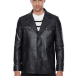 Frank Men's 100% Real Black Leather Stylish Coat