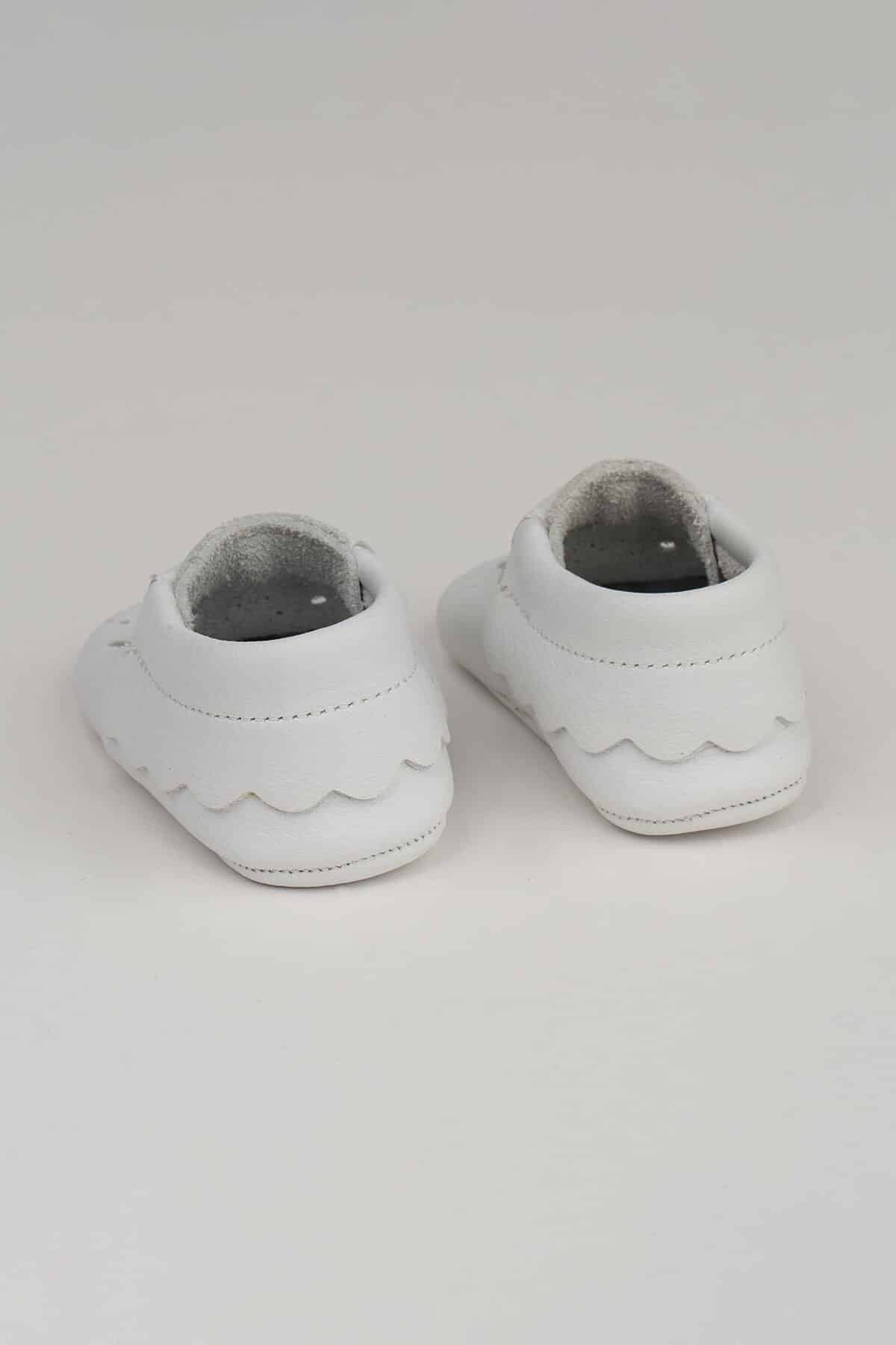 Poy Baby 100% Real Matte White Leather Loafers