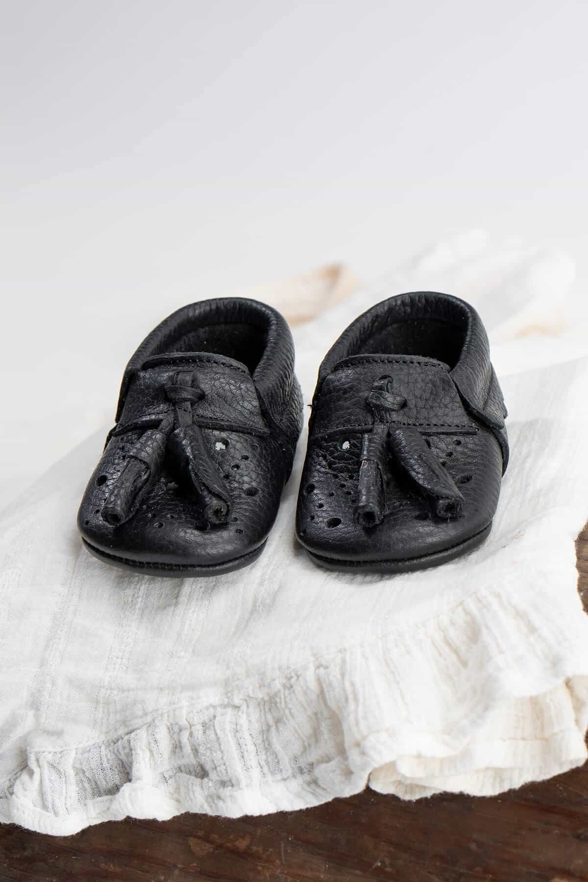 Poy Baby 100% Real Black Leather Loafers