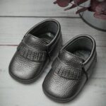 Baby 100% Real Bronze Leather Elasticated Shoes