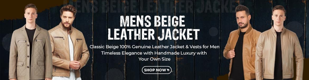 Mens Beige Leather Jacket-min